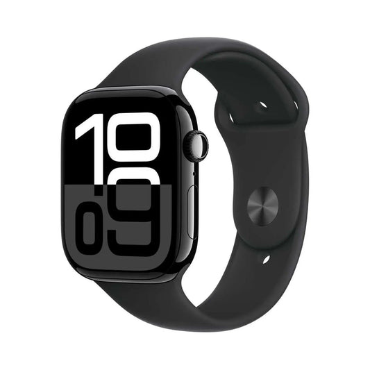 Apple Watch Series 10 Jet Black GPS + Cellular 46mm Aluminum Case with Black Sport Band – S/M
