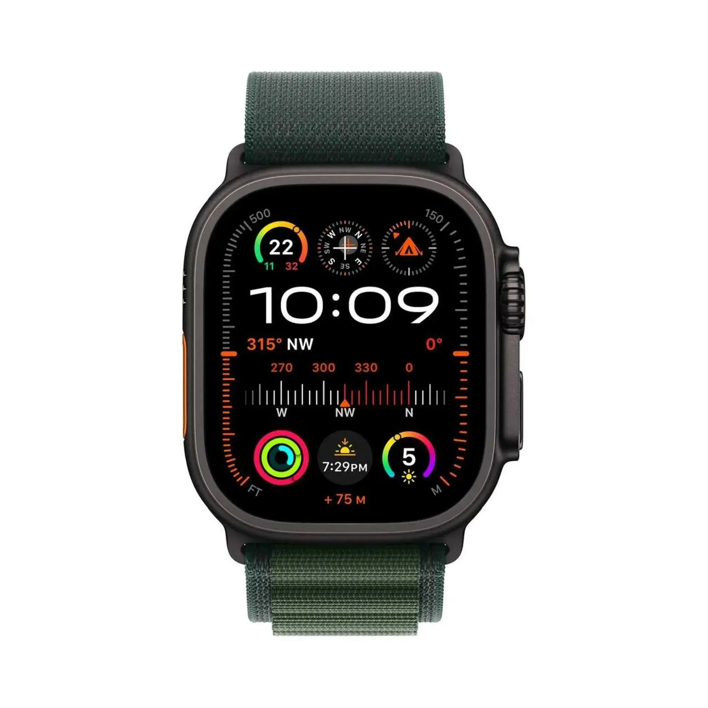 Apple Watch Ultra 2 Black GPS + Cellular 49mm Titanium Case with Dark Green Alpine Loop – L