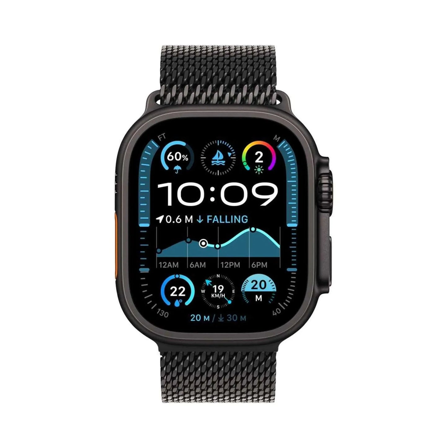 Apple Watch Ultra 2 Black GPS + Cellular 49mm Titanium Case with Black Milanese Loop – L
