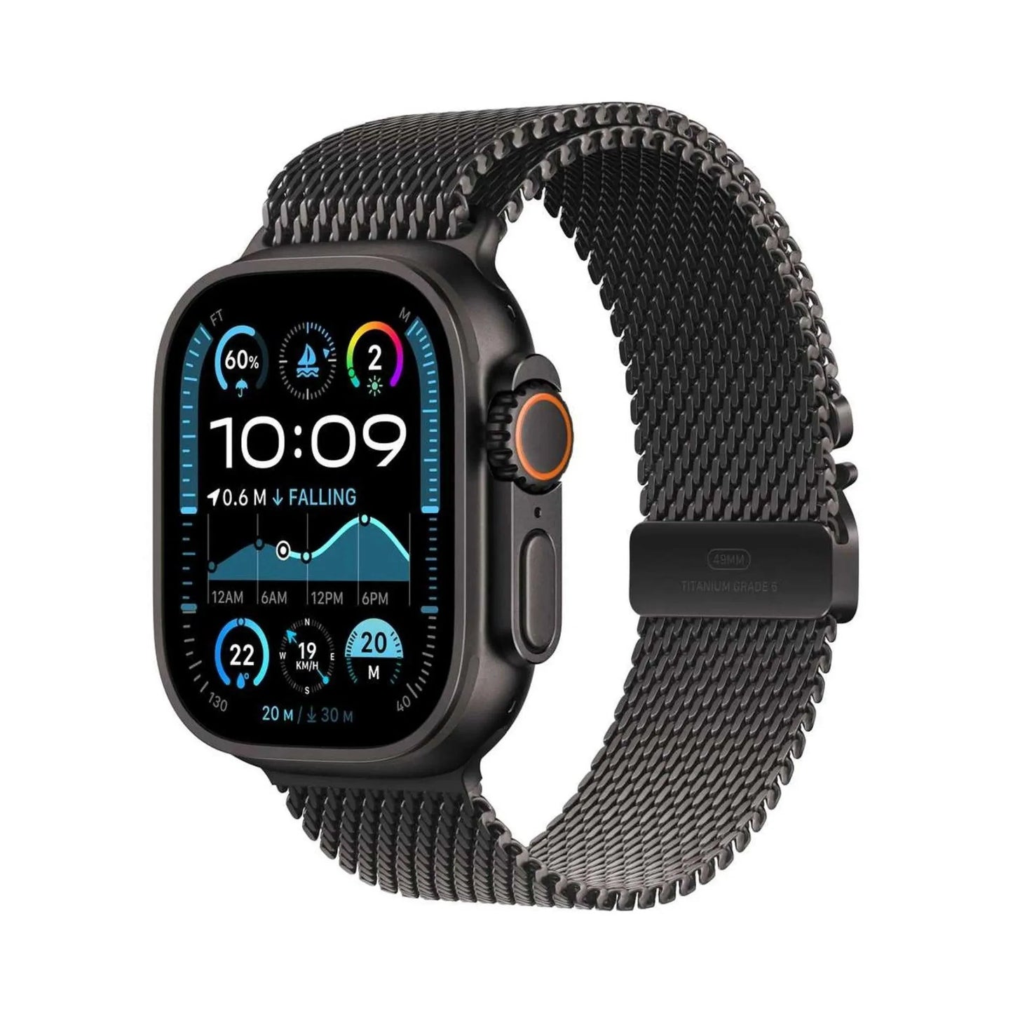 Apple Watch Ultra 2 Black GPS + Cellular 49mm Titanium Case with Black Milanese Loop – L