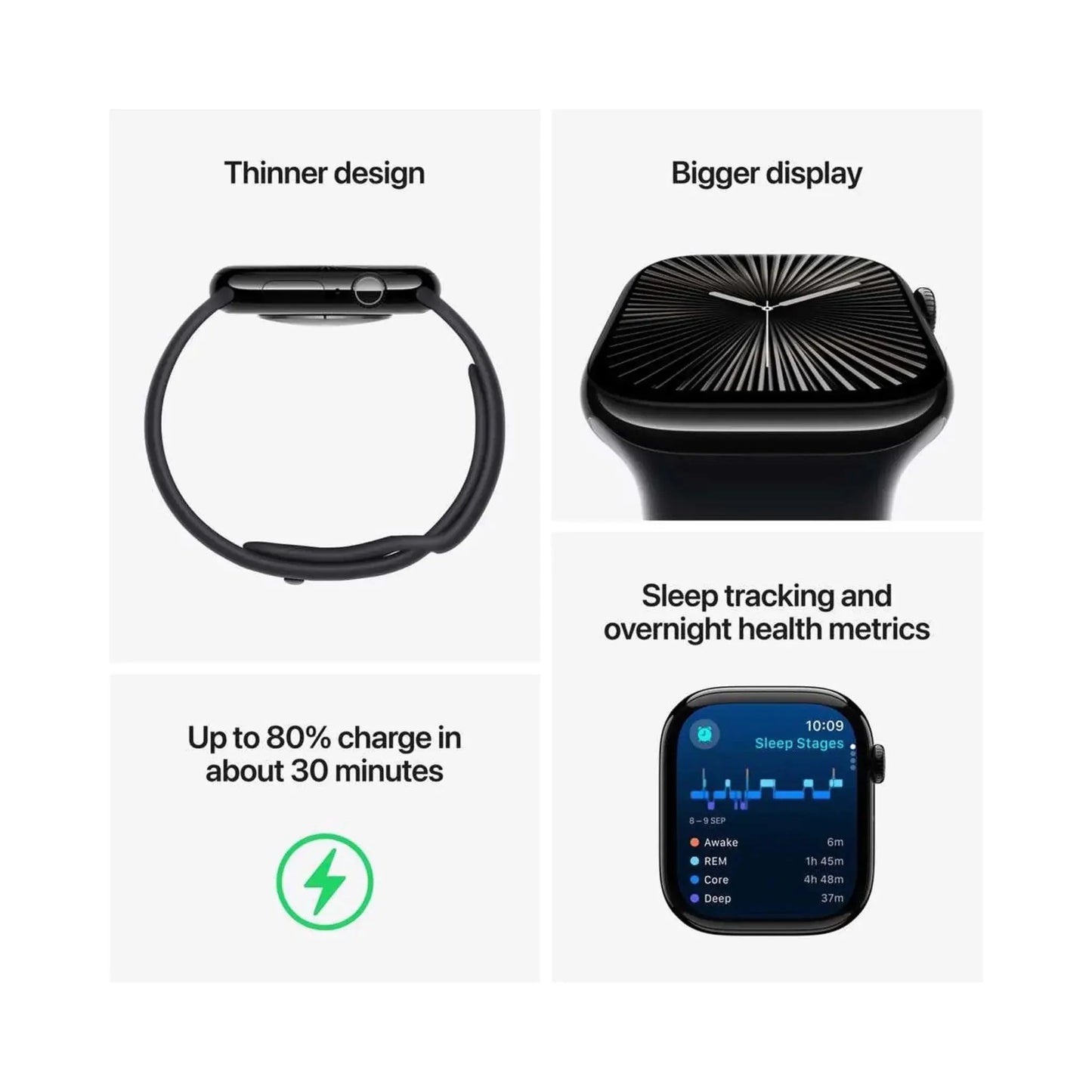Apple Watch Series 10 Silver GPS 46mm Aluminum Case with Blue Cloud Sport Loop