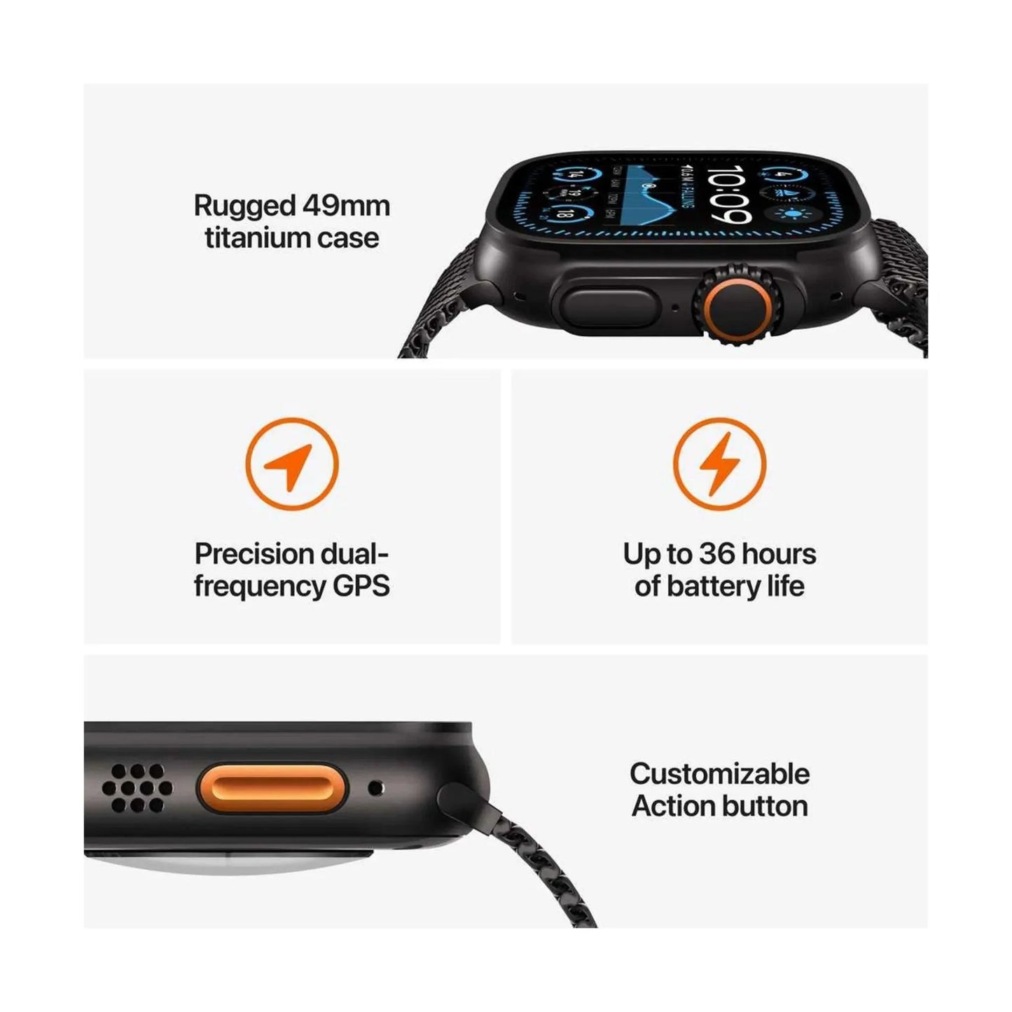 Apple Watch Ultra 2 Black GPS + Cellular 49mm Titanium Case with Black Trail Loop – M/L