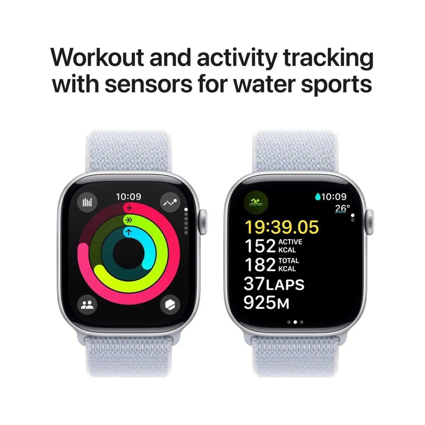 Apple Watch Series 10 Silver GPS 46mm Aluminum Case with Blue Cloud Sport Loop