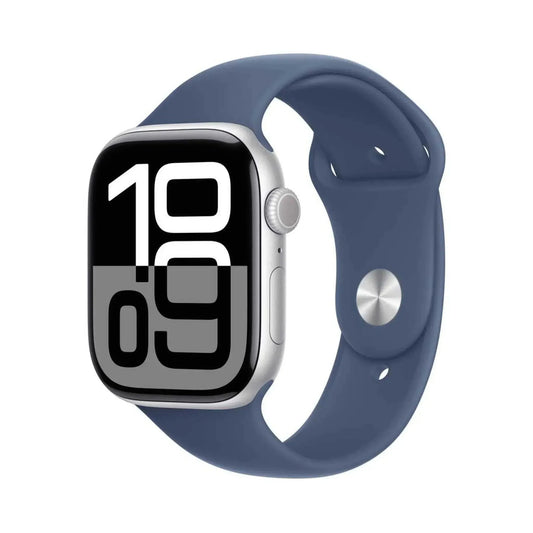 Apple Watch Series 10 Silver GPS 46mm Aluminum Case with Denim Sport Band – M/L