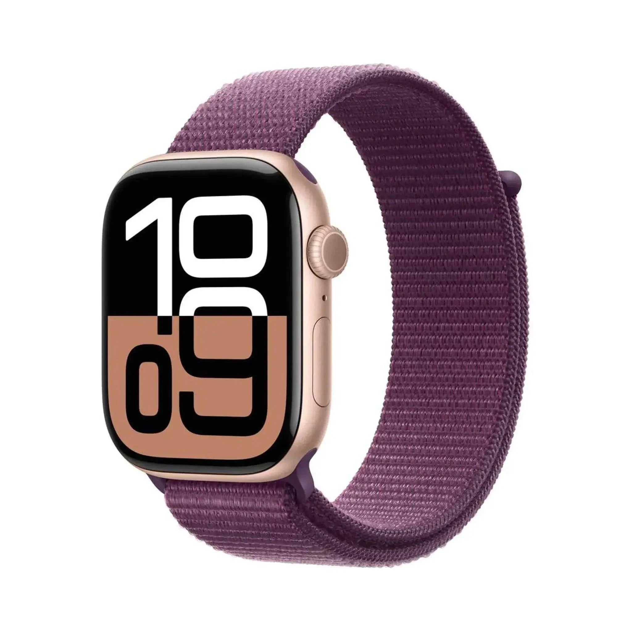 Apple Watch Series 10 Rose Gold GPS 46mm Aluminum Case with Plum Sport Loop
