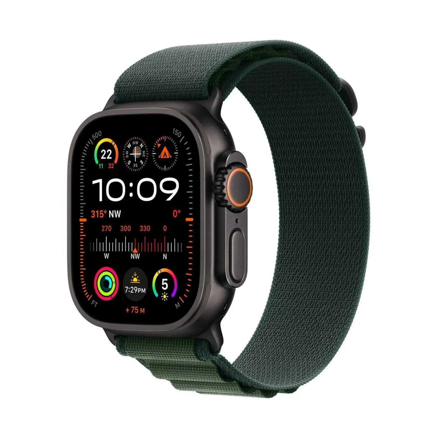 Apple Watch Ultra 2 Black GPS + Cellular 49mm Titanium Case with Dark Green Alpine Loop – M